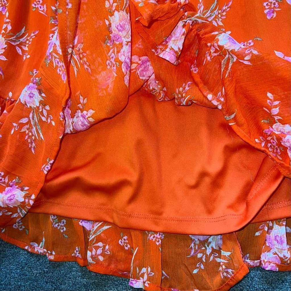 Vince Camuto Floral V Neck Long Marie Sleeves Layered Knee High Dress Size XL - Picture 8 of 11